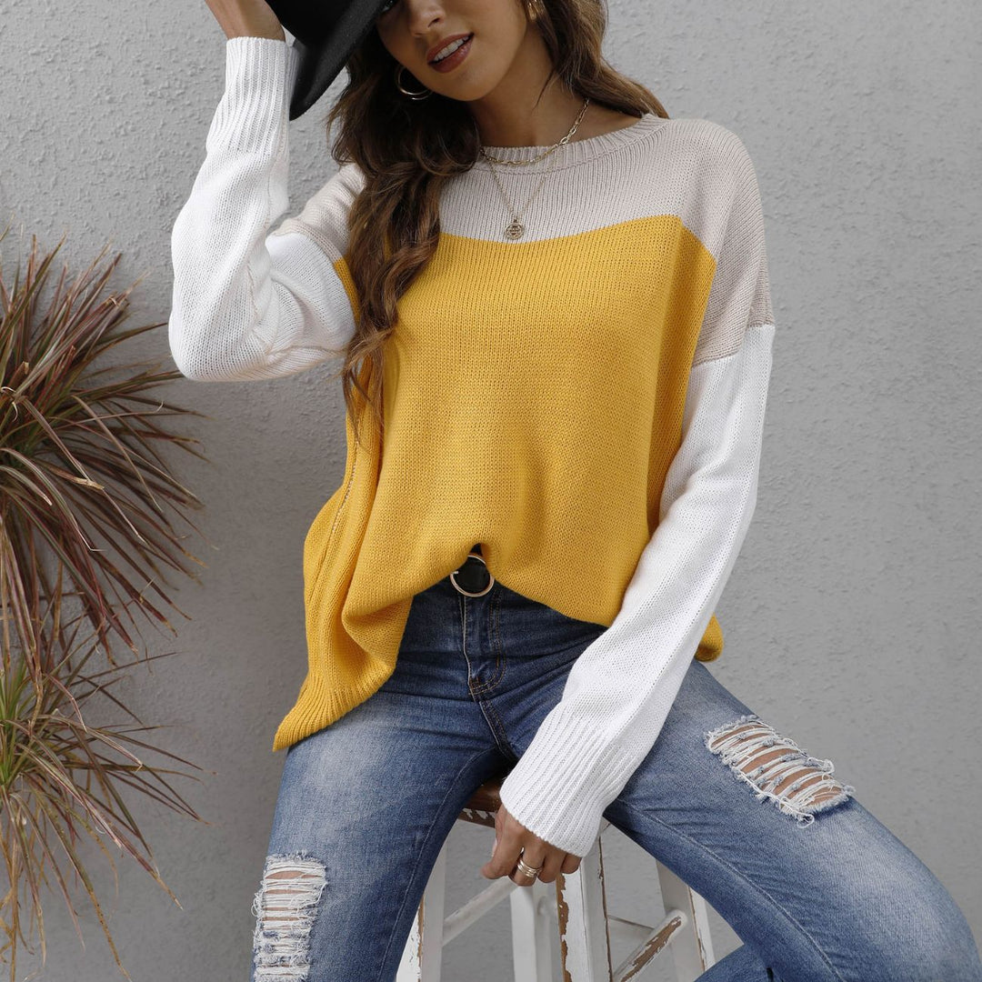 Damer hyggelig og moderne sweater med blokfarve-design Stilla