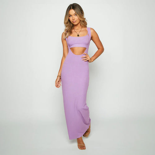 Dame Cut-Out Maxi Kjole med figursyet snit og fine stropper Stilla