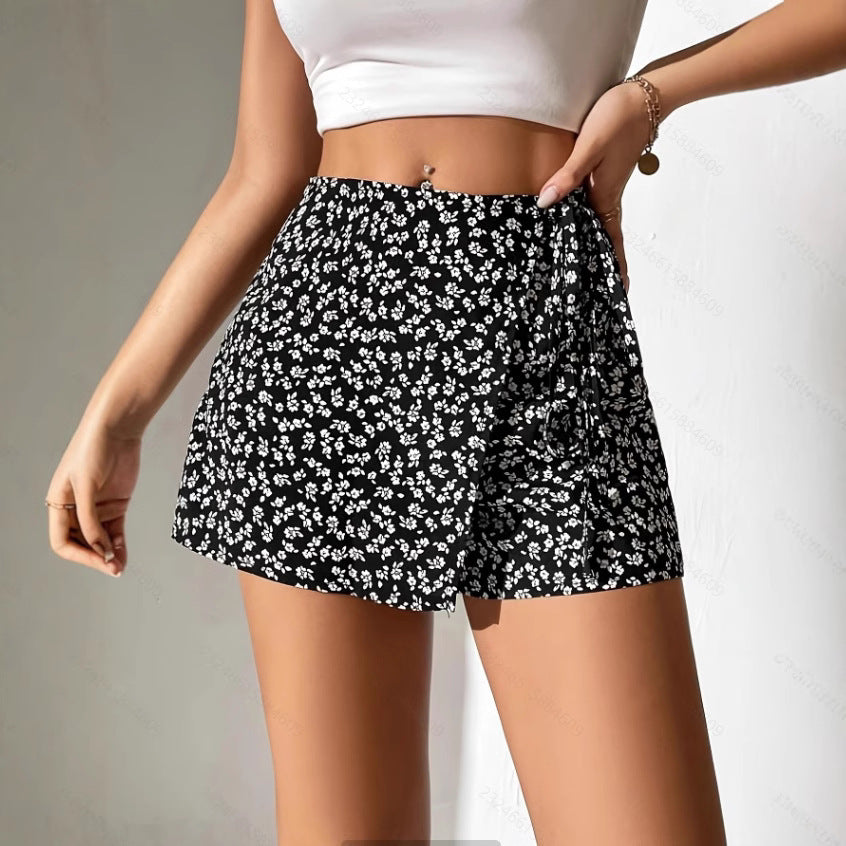 Dame Mode Shorts med blomsterprint og elastisk talje Skovae