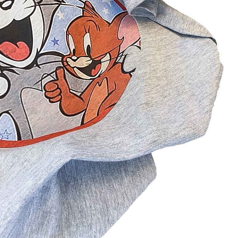 Dame T-shirt med kreativ Tom og Jerry grafiktryk Stilla