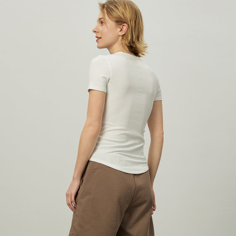 Dame kortærmet T-shirt med struktureret design Stilla