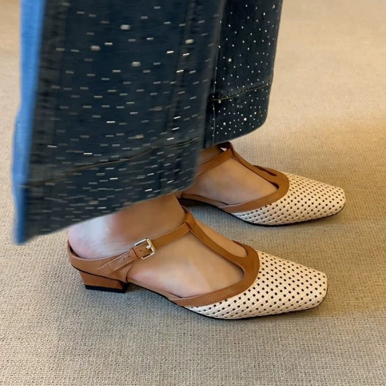 Dame Komfortable T-strap Ballerinas lavet af åndbart materiale Stilla