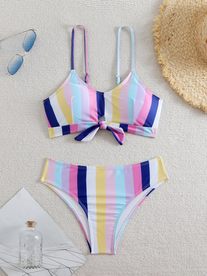 Dame Farverig Stribet Bikini Stilla