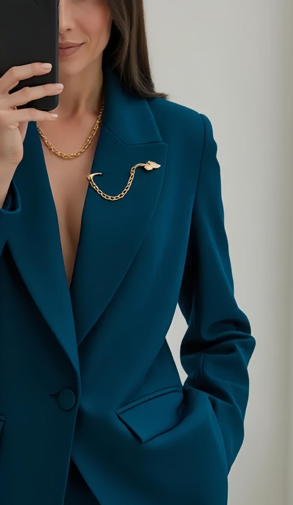 Dame Elegant Oversized Blazer med stilfuld revers og foret inderside Stilla