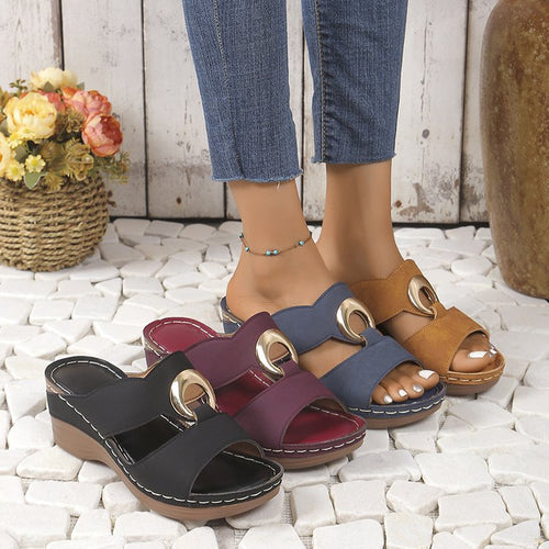 Dame modige Wedge-Pantoletten med elegant rem-design Stilla