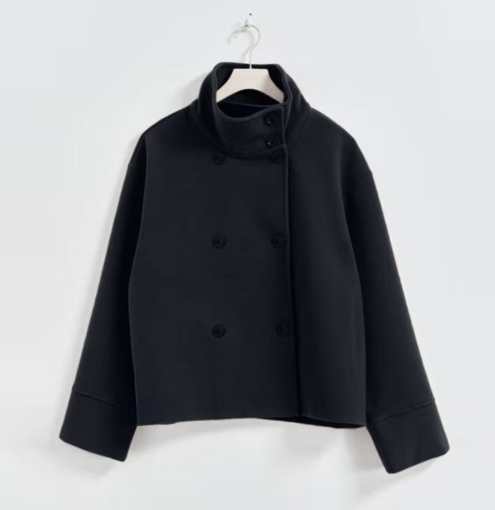 Damesmode Cropped Jakke med Høj Krave og Dobbelt Knaplås Stilla