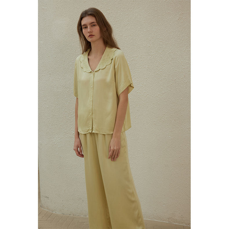 Dame Pyjama-Sæt med elegant blondekant og komfortabel pasform Stilla