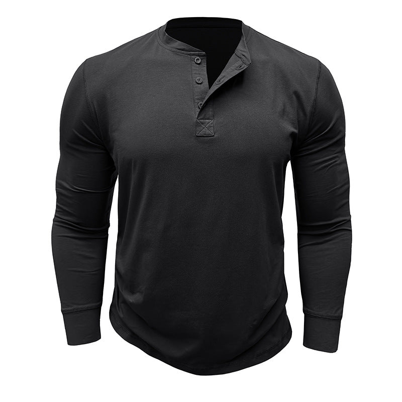 Herre langærmet Henley-shirt med stilfulde accenter og åndbart materiale Stilla