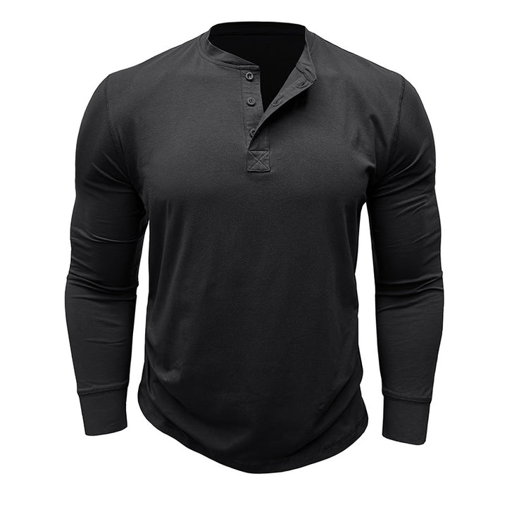 Herre langærmet Henley-shirt med stilfulde accenter og åndbart materiale Stilla