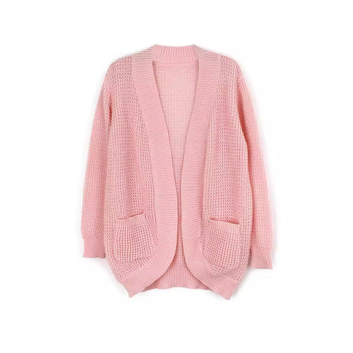 Dame afslappet strik cardigan med praktiske lommer og åbent design Stilla