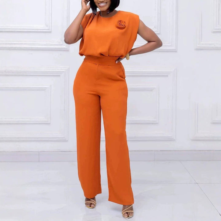 Dame elegant All-in-One-jumpsuit med blomsterdetalje Skovae