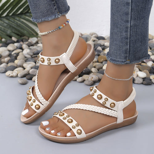 Dame Komfortable Riemchen-sandaler med moderne perlepynt Stilla