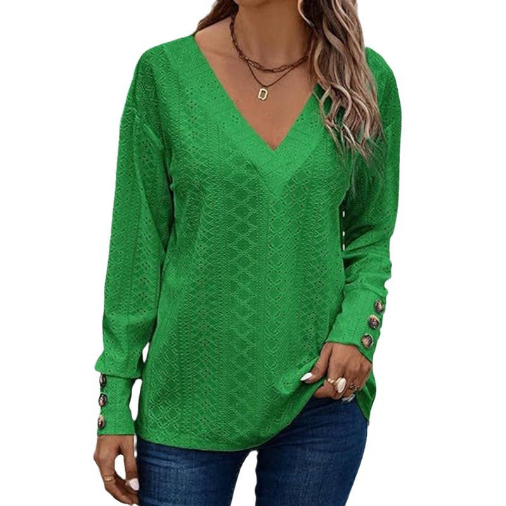 Dame V-hals sweater i hulstrik Stilla