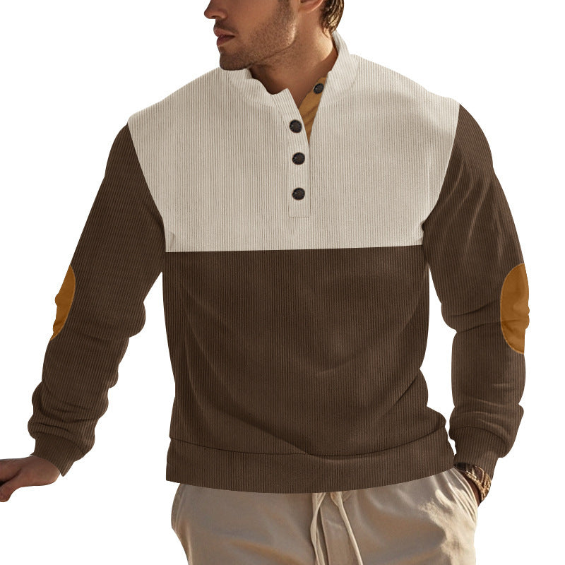 Herrer moderigtig fleece-pullover med struktureret design og praktiske knapper Stilla