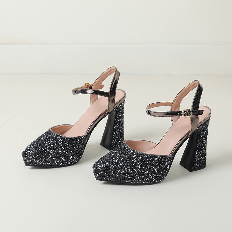 Femme Glamorous Glitter Blokhæl Sandaler Stilla