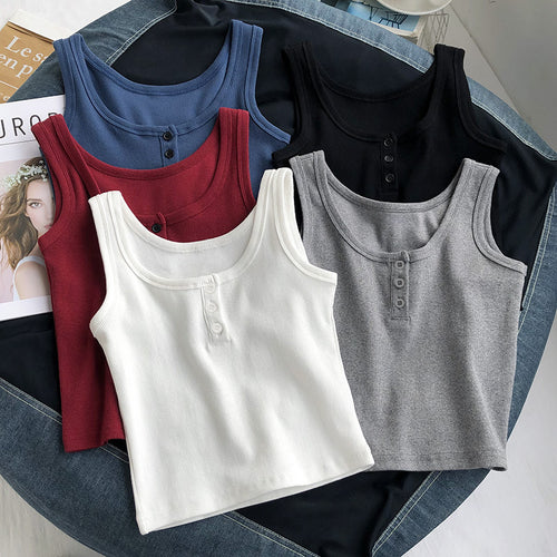 Femme Ribbet Button-Up Crop Tank Top Stilla