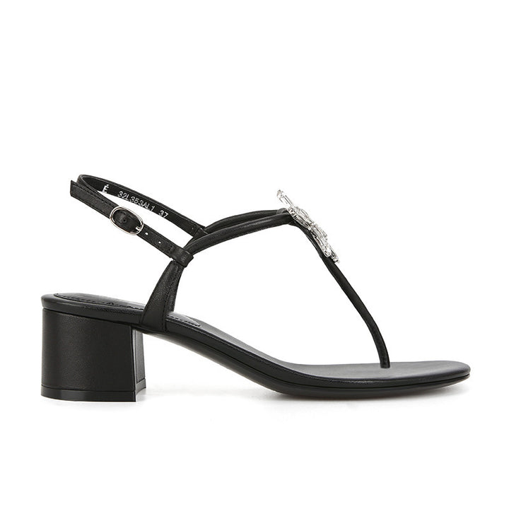 Dame elegante blokhæle T-rem sandal med strass-aksent Stilla