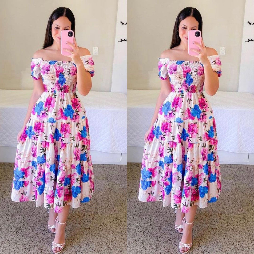Dame sommerkjole med off-shoulder design Stilla