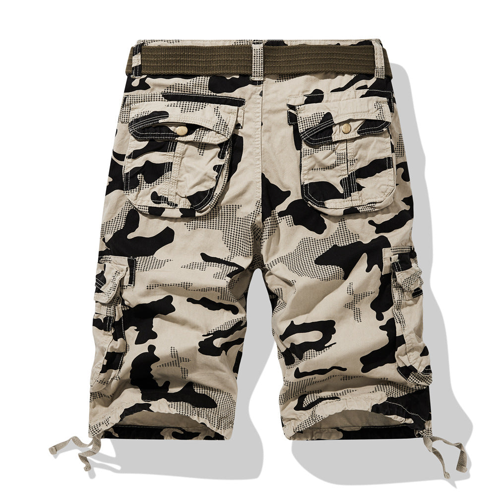 Herrer Camouflage Cargo-Shorts med funktionelle sidelommer og justerbar talje Stilla