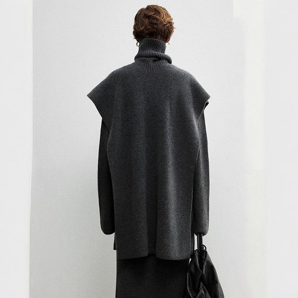 Dame elegant og moderne poncho med ekstra stor krave Stilla