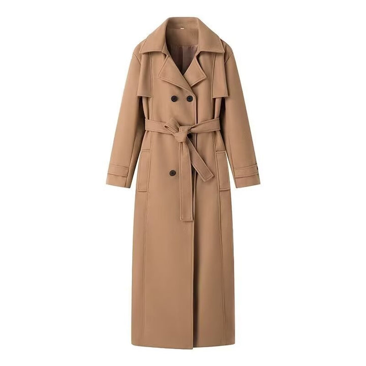 Kvinder Elegant Trench Coat med Talje Bælte og Dobbelte Knapper Placket Stilla