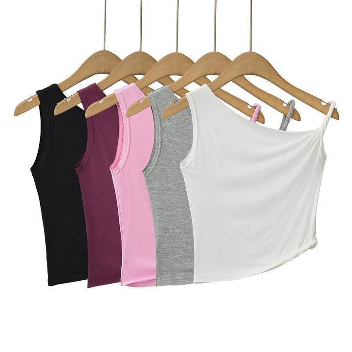 Dame asymmetrisk top med én skulderdesign og moderne draperingsdetaljer Stilla