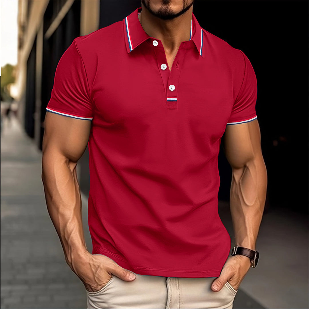 Herrer modeshorts polo skjorte med strukturerede accenter og kontrasterende detaljer Stilla