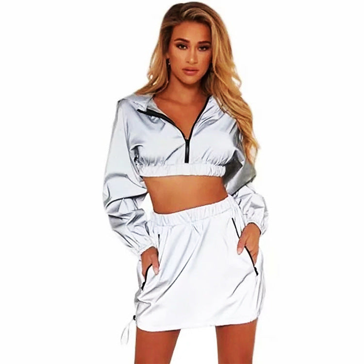 Damer Sporty Crop-Top og Nederdel Sæt Stilla