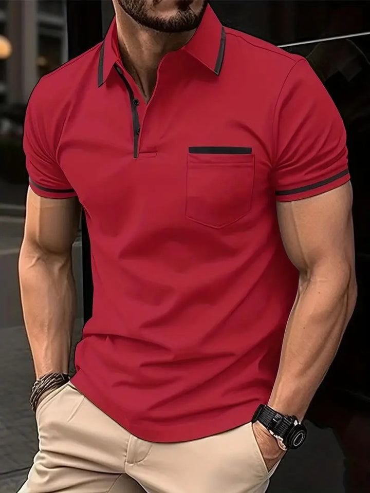 Herre poloshirt med kontrasterende detaljer og praktisk brystlomme Stilla