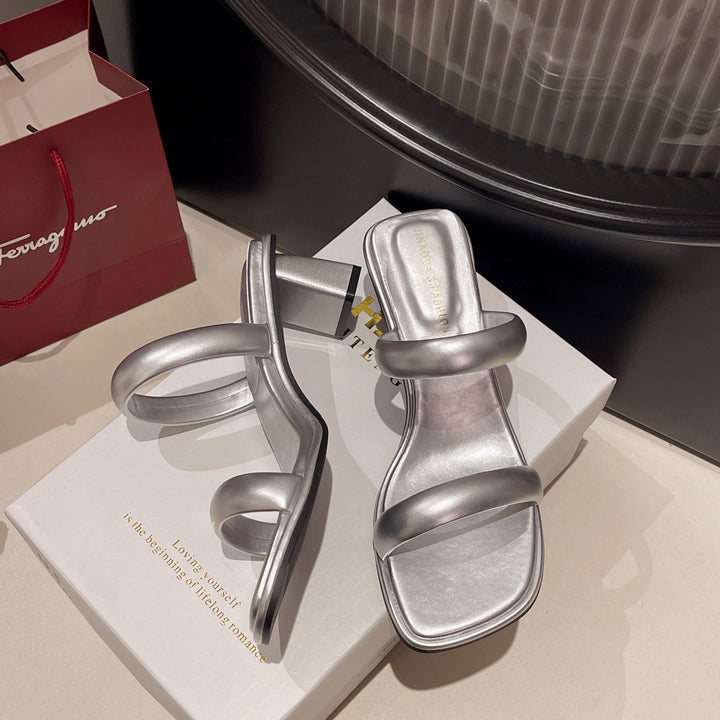 Dame Chic Blockhæls Slide Sandaler Stilla