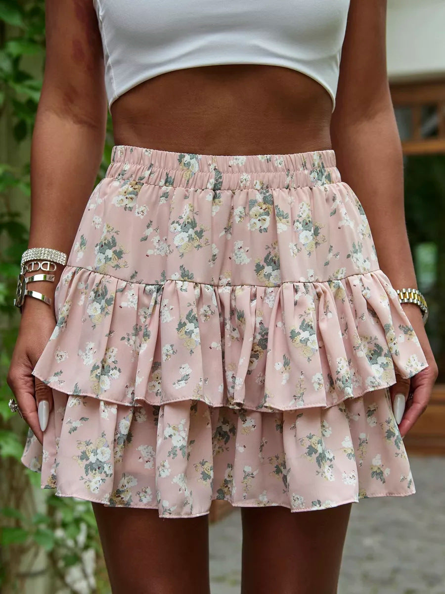 Dame Rynkebluse Floral Miniskørt Stilla
