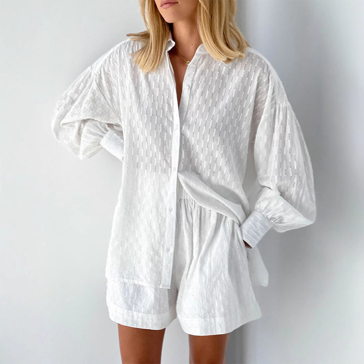 Dame let bluse skjorte med rynker Stilla