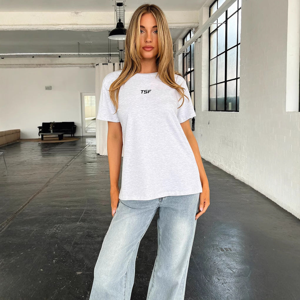 Dame trendy T-shirt med afslappet snit og kvalitets bomuldsmateriale Skovae