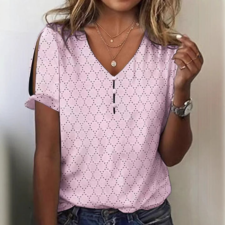 Dame Glitrende V-Pullover Bluse Skovae