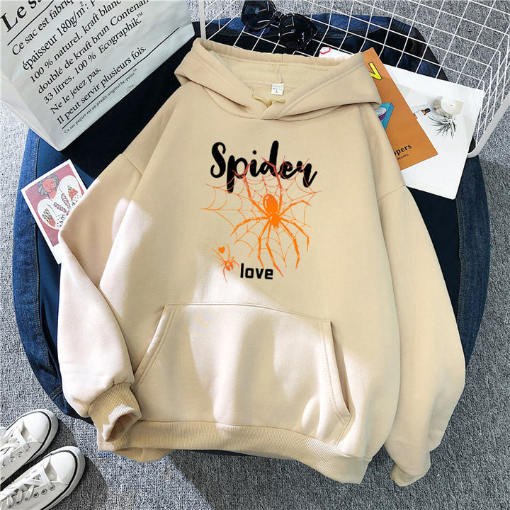 Kvinders hoodie med kreativ edderkoppedesign Skovae