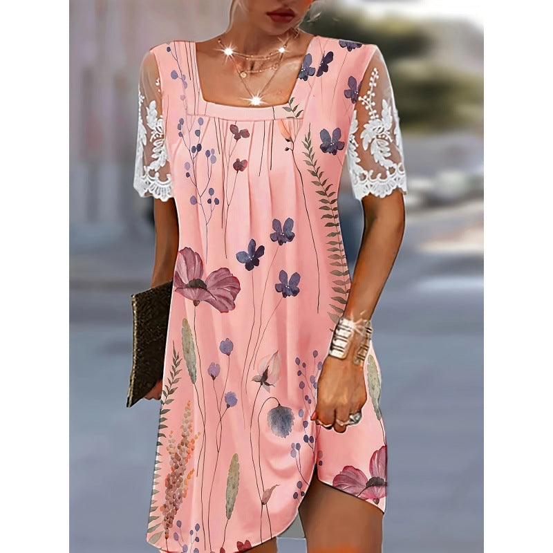 Dame Floral Broderet Mini Kjole Stilla