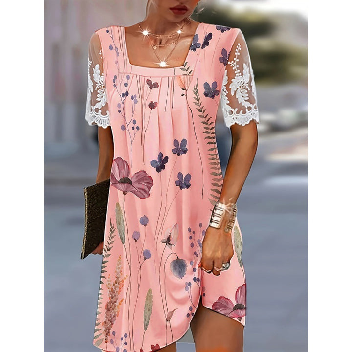 Dame Floral Broderet Mini Kjole Stilla