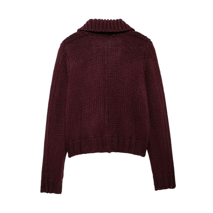 Femme Chunky Strik Cardigan med Oversize Krave Stilla