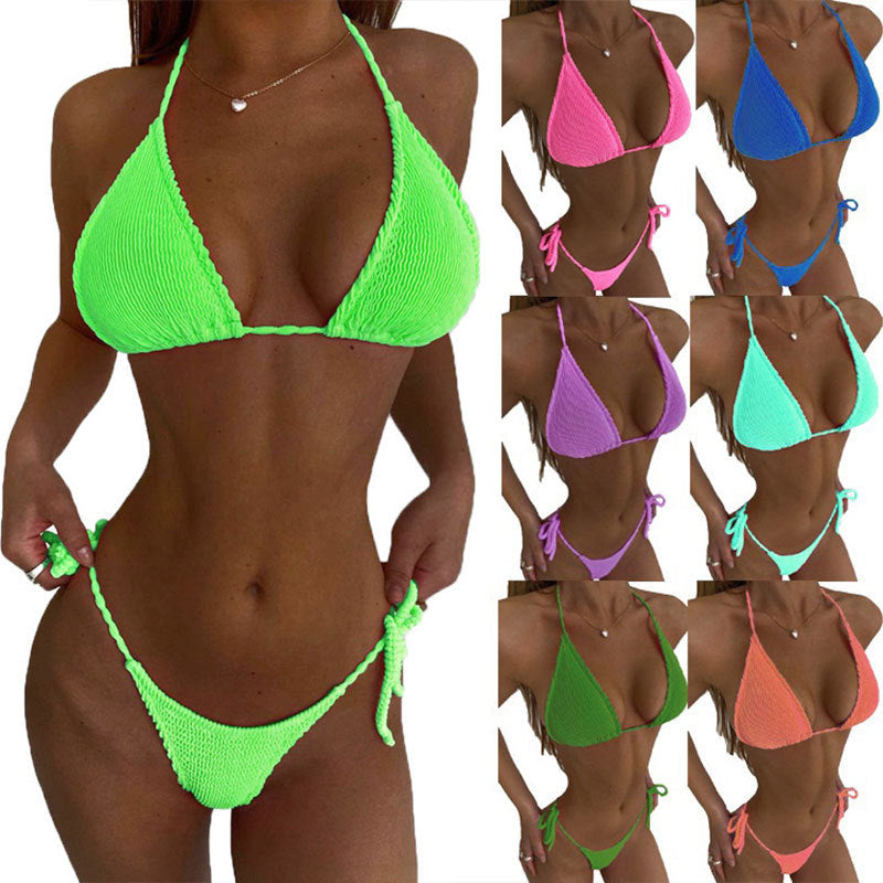 Dame Rippstring-Dreieck-Bikini-Sæt Stilla