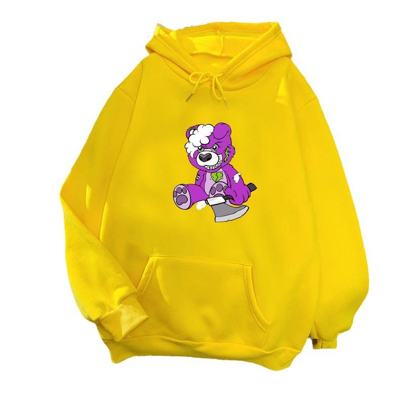 Kvinders hætte sweatshirt med charmerende bjørnemotiv Skovae