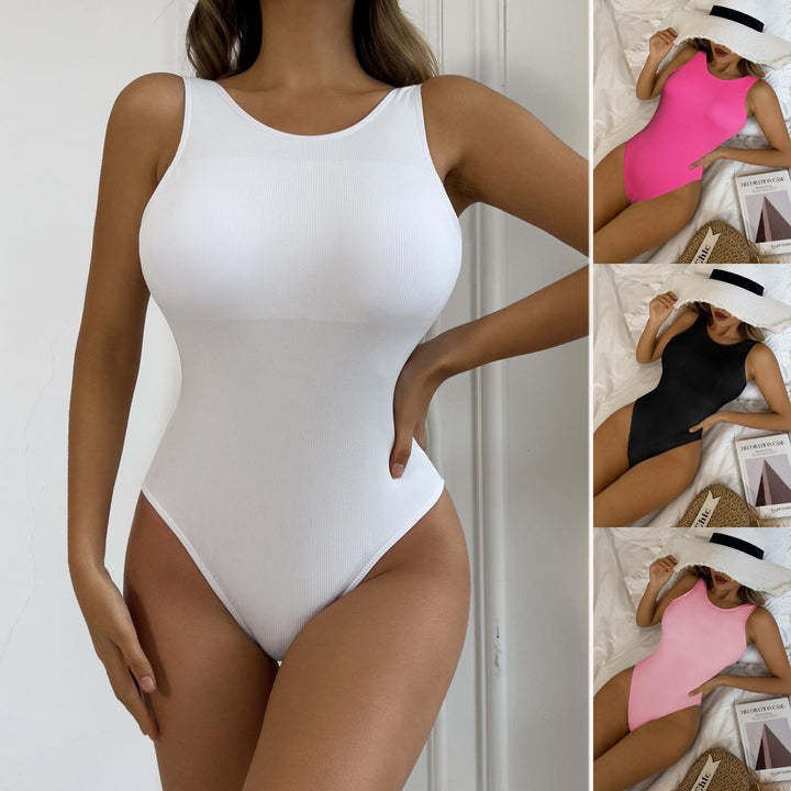 Dame Højskåret Badedragt med Elegant Rib Design Stilla