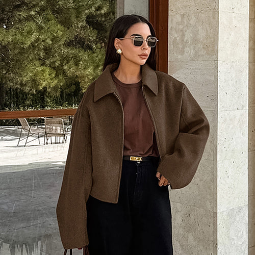 Dame cropped uldjakke Stilla