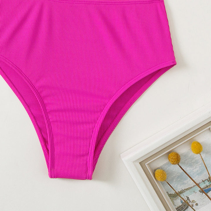 Dame Ensidet Triangel-Bikini med farverigt blokdesign Skovae