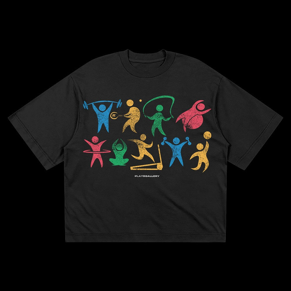 Kvinders Oversized T-Shirt med Dynamisk Sportsdesign Skovae