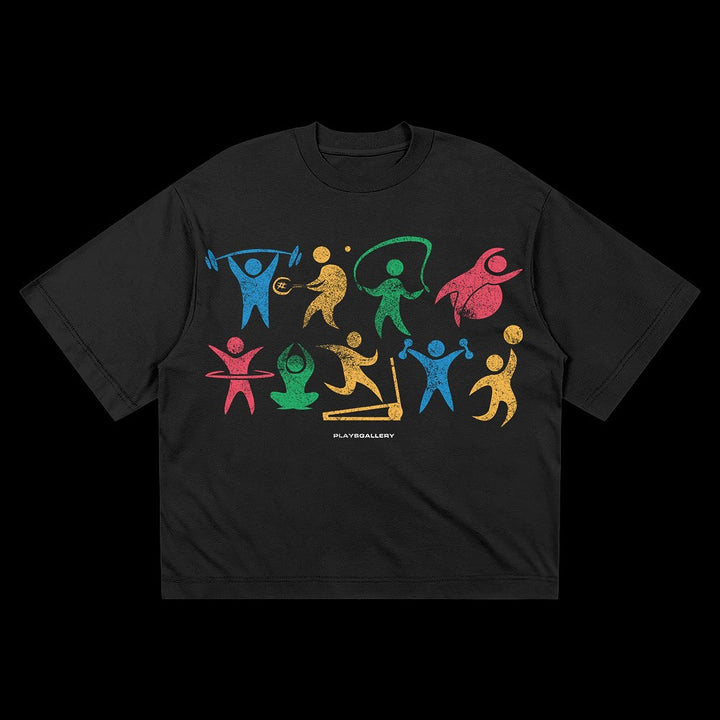 Kvinders Oversized T-Shirt med Dynamisk Sportsdesign Skovae