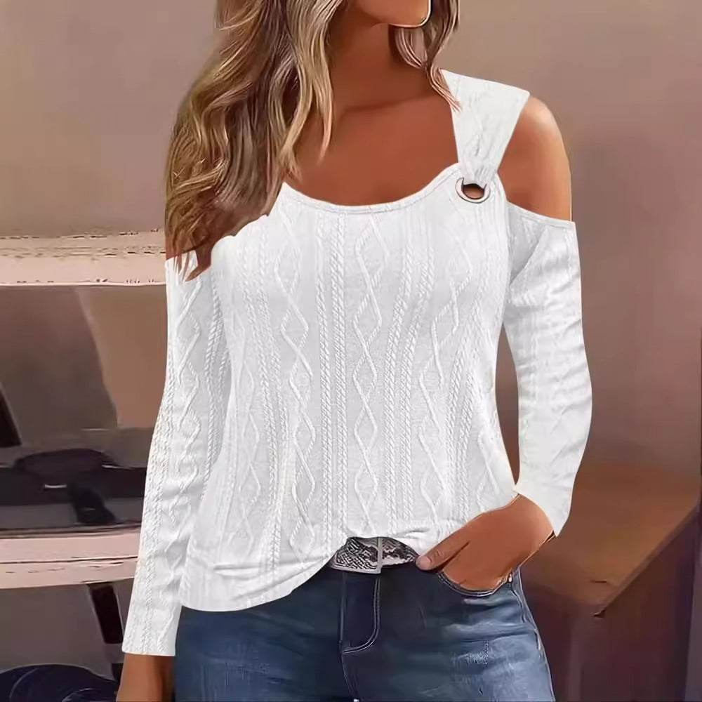 Dame Elegant og afslappet top med asymmetrisk udskæring og ribdesign Stilla