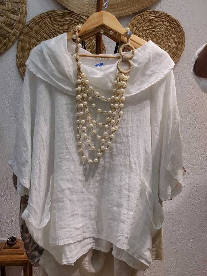 Damer Oversize Bluse med generøs krave Stilla