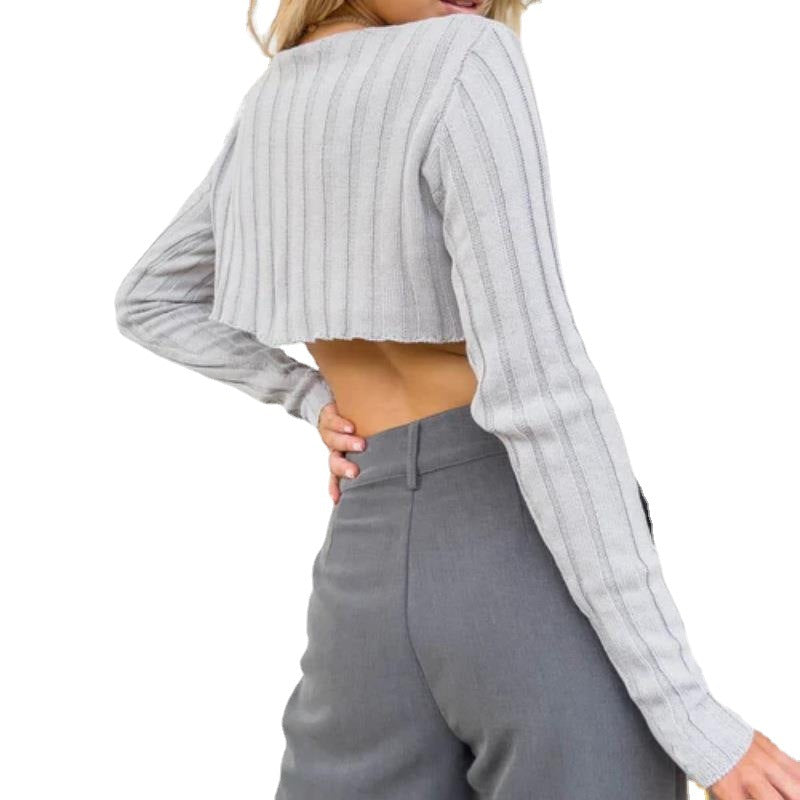 Dame Crop Top med bølget kant og fin ribstruktur Stilla