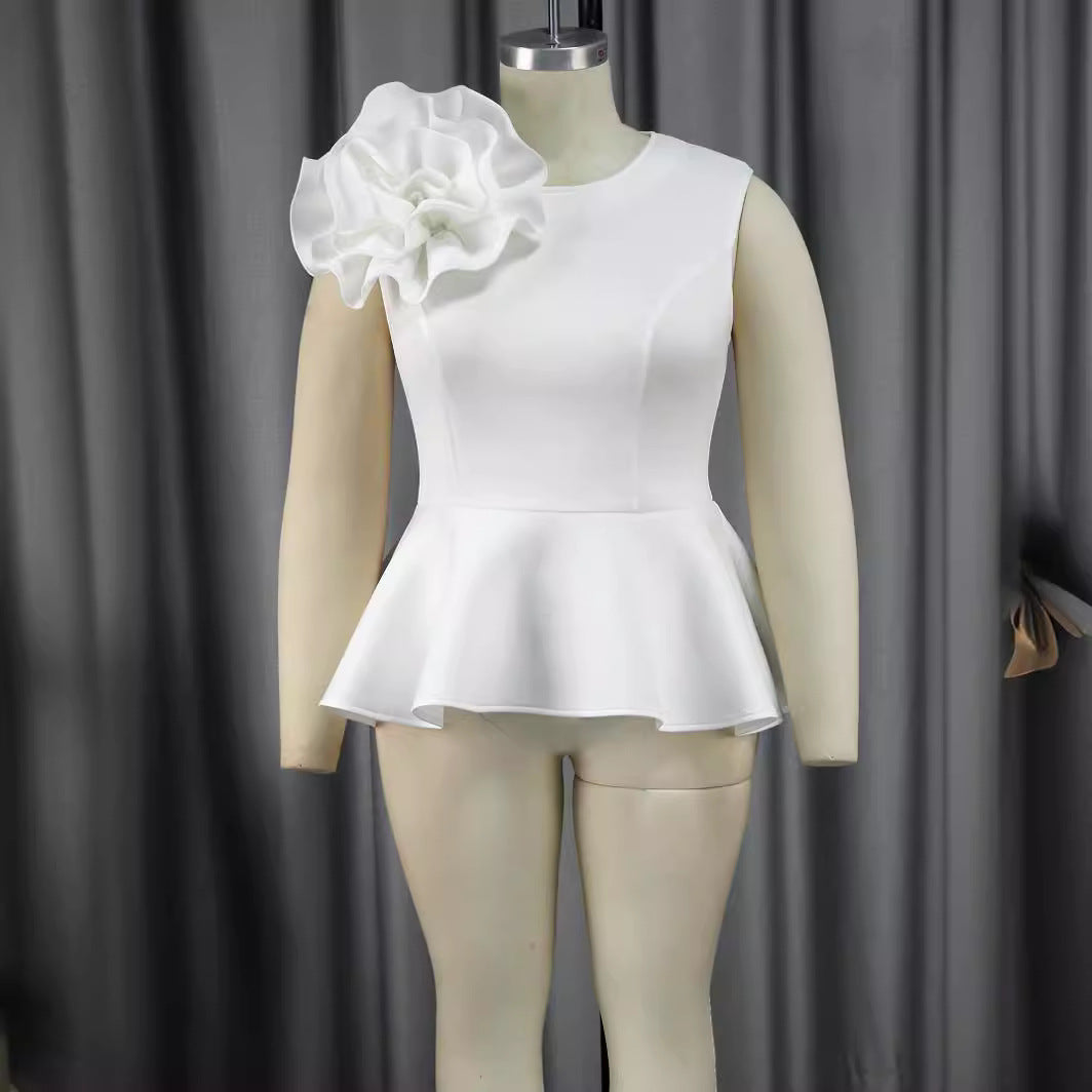 Dame Elegant top med volumøs ruffle detalje Skovae