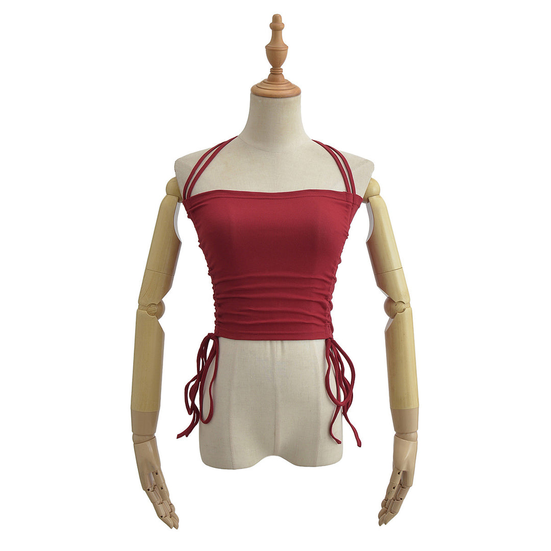 Dame Crop-Top med rynket design og justerbare stropper Stilla